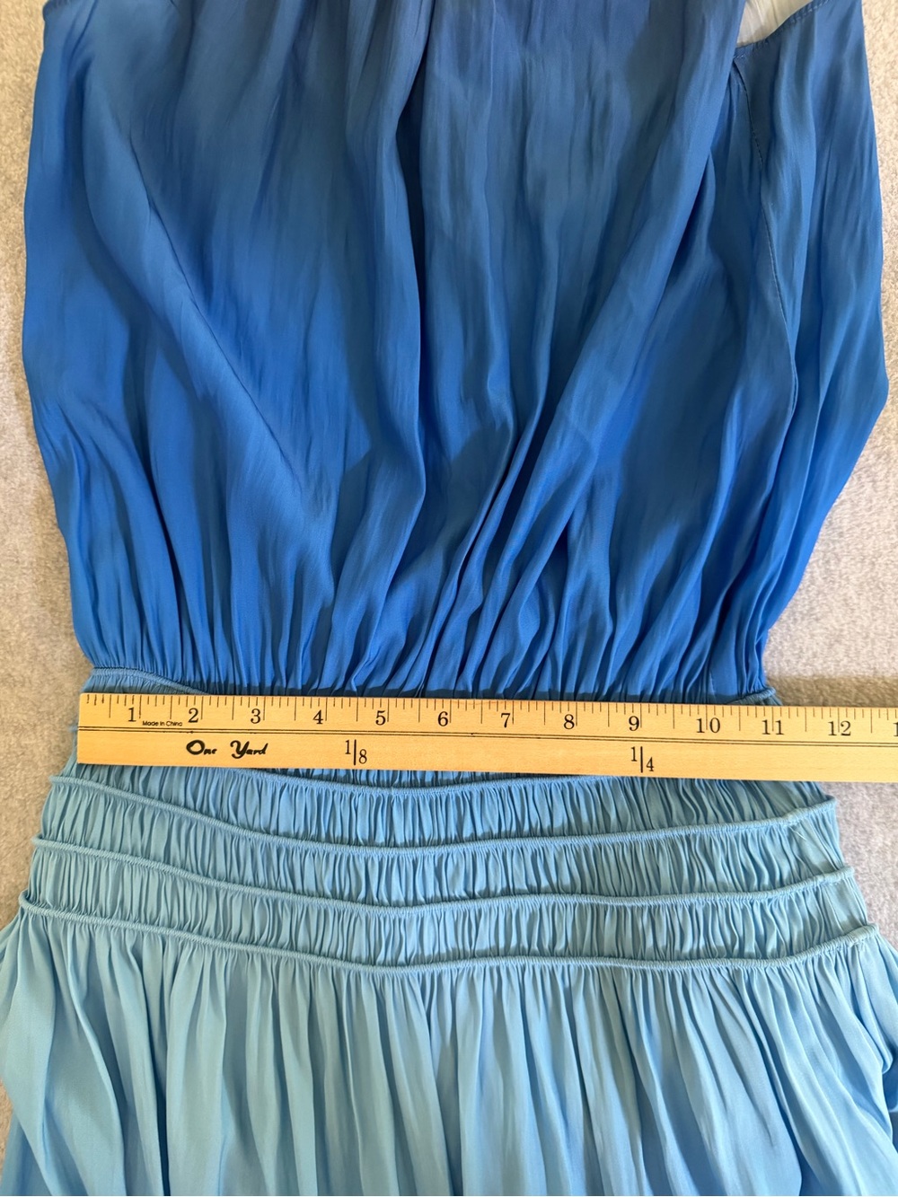 Ramy Brook New York Blue Ombre Pleated Midi Dress Halter Handkerchief Hem XS - Picture 14 of 16
